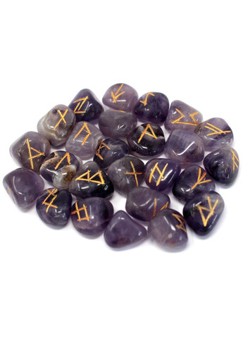 Скандинавські руни з натурального каміння. Набір з Аметисту з мішечком No Brand (300159250)