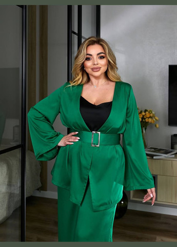 Женский костюм-двойка из шелка цвет зеленый р.46/48 454685 New Trend (290111583)