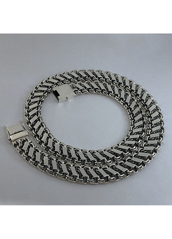 Серебряная мужская цепь двойной Бисмарк с накладками. Цепь с замком коробка DeLoS (352229388)