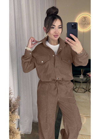 Костюм мікровельвет сорочка на кнопках та штани палаццо Україна (351505727)