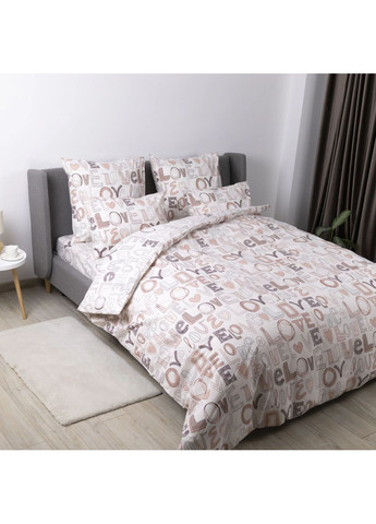 Полуторний комплект постільної білизни з наволочками 50*70 см, 115 гр/м2 Нотатки кохання Бежевий (16550150215) ТЕП (364237749)