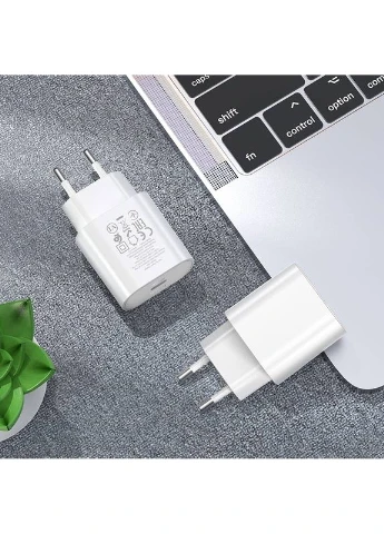 Мережевий зарядний пристрій з кабелем PD25W charger set (Type-C to iP)(EU) White (6931474760074) Hoco N22 Jetta (372680810)