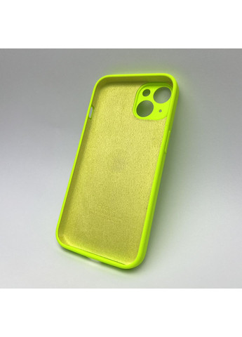 Чохол 14 Silicone case full camera мікрофібра силіконовий для айфон 14 Салатовий Neon Green No Brand (369137080)
