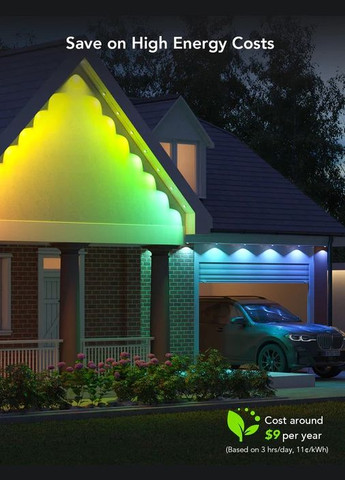 Гірлянда Smart LED H705A Permanent Outdoor Lights, RGBIC, IP67, 30м, кабель прозорий Govee (315503776)