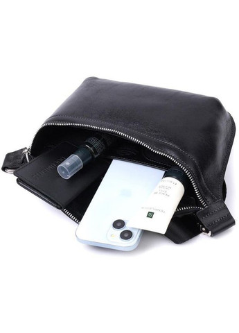 Сумка чоловіча на пояс через плече з натуральної шкіри маленька Чорний 35247 Grande Pelle (333594229)