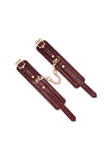 Кожаные наручники Wine Red Wrist Cuffs съемная цепочка крепления БДСМ аксессуар для фиксации Liebe Seele (302297784)
