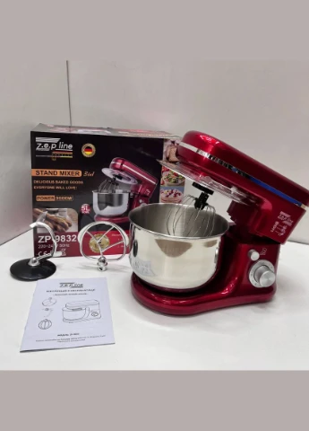 Тестомес миксер 3 в 1 ZP-9832 Red 3500 Вт 5 л красный Zepline (386543626)