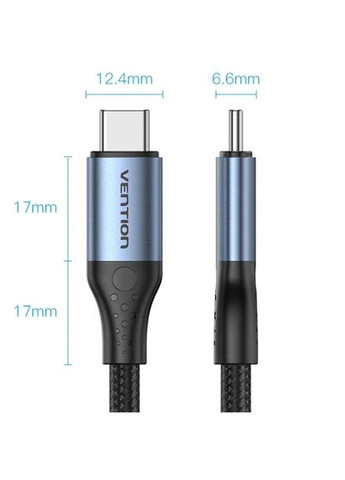 Кабель USB 4.0 TypeC M-M, 1.0 м 240W (50V/5A) 8K60Hz Thunderbolt 4 Gray Aluminum Alloy Vention (315142603)
