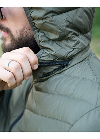 Оливкова (хакі) демісезонна стильна чоловіча куртка осіння хакі No Brand