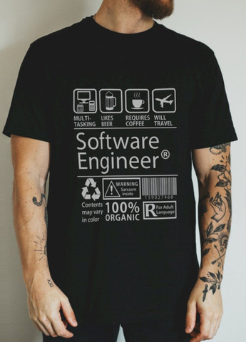 Черная футболка "software engineer" Ctrl+