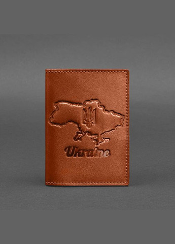 Кожаная обложка для паспорта с картой Украины светло-коричневый краст (A-028051) BlankNote (329186651)