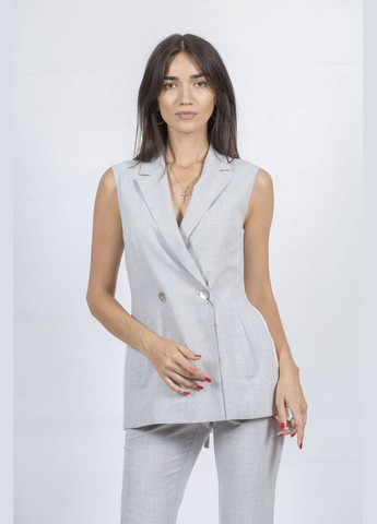 Серый женский женский жилет (, ), 43012 Nika в клеточку - летний