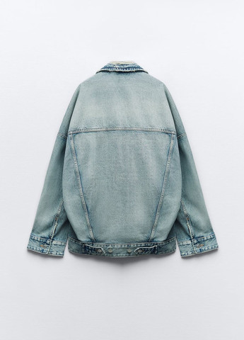 Блакитна демісезонна джинсова куртка trf оверсайз Zara