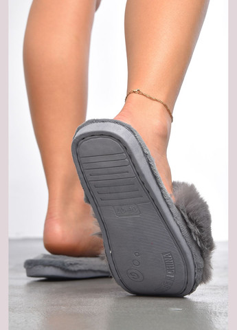 Капці домашні жіночі хутряні сірого кольору Let's Shop (300841071)