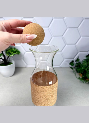 Стеклянный декантер 1100 мл с пробковой крышкой-шариком No Brand (314963361)