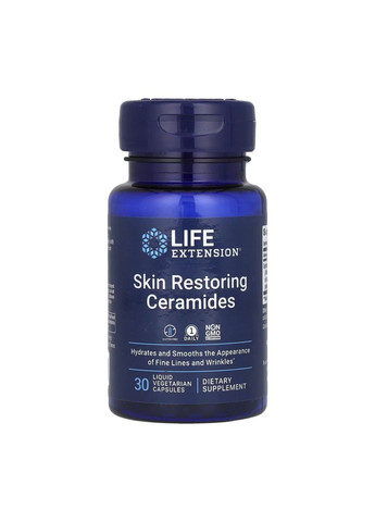 Добавка Skin Restoring Ceramides - 30 liquid vcaps Life Extension (285787794)