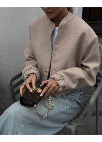 Бежевое демисезонное Женское пальто-бомбер пальто-рубашка Україна