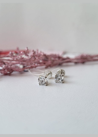 Серебряные серьги гвоздики с Белым камнем 5 мм серебро 925 пробы 2102 No Brand (306741292)