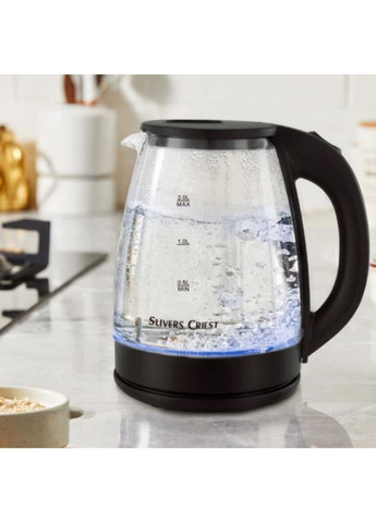 Електричний скляний чайник Slivers Criest із підсвічуванням 2 л Чорний (2104618751) No Brand (367056644)