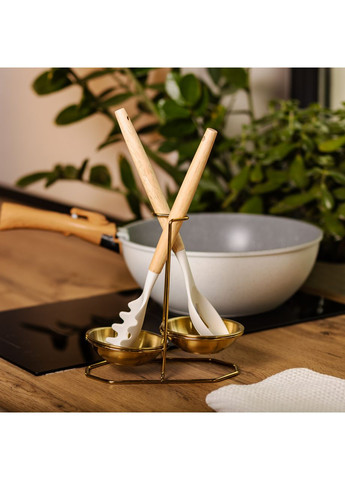 Вертикальная подставка для половника или ложек 20×12.5×19.5 см из нержавеющей стали Золото HP-19-14 Jooki (358705837)