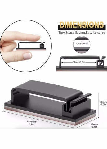 Органайзер клипса фиксатор кабеля держатель для проволоки самоклеящийся 50 шт L Черный CHOICE (349844237)