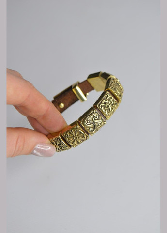 Браслет Мидгард Викингов из натуральной кожи и бусин рун из латуни ручного литья + брелок в подарок No Brand (341739047)