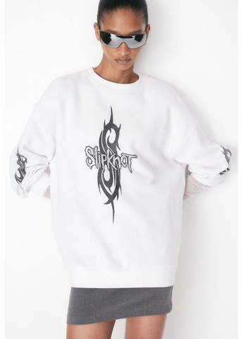 Білий демісезонний жіночий світшот оверсайз з принтом н&м (57730) xs білий H&M