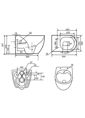 Подвесной унитаз Premium ELLIPSE-1301-R безободковый (RIMLESS), с сиденьем и микролифтом, санитарный фарфор, Mixxus (398851424)