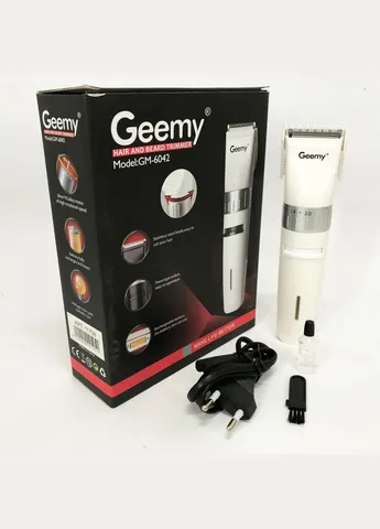 Акумуляторна машинка для стрижки волосся GM-6042, підстригальна машинка. Колір: білий Gemei (381217283)