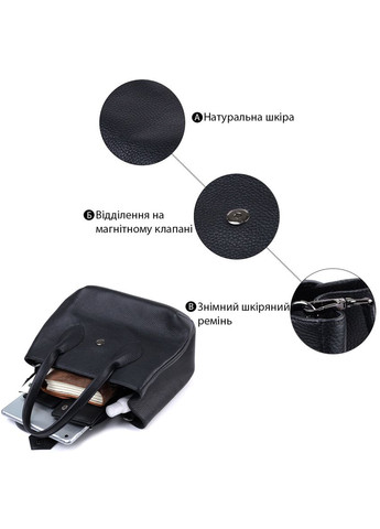 Великолепная женская сумка с двумя ручками из натуральной кожи 22829 Черная Shvigel (331906470)