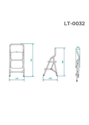 Лестница 895 мм х 2 ступени 380 х 260 мм (LT-0032) Intertool (335048954)