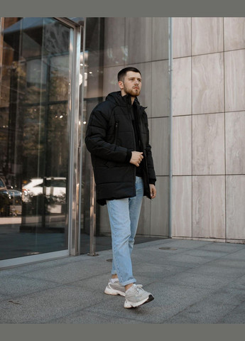 Чорна зимня куртка зимова високотехнологічна підкладка, яка утримує тепло і не парить No Brand