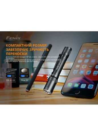 Ліхтар ручний Fenix алюміній 127х21 мм чорний No Brand (393510390)