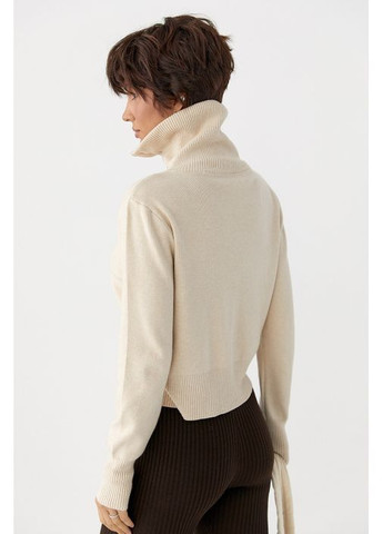 Бежевий жіночий вовняний светр на блискавці з двух сторін кардиган бежевий You Best