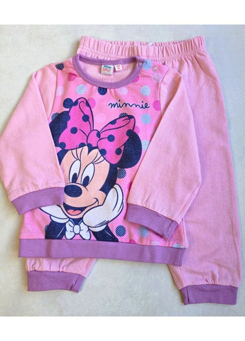 Розовая зимняя детская теплая пижама на байке Disney Піжама