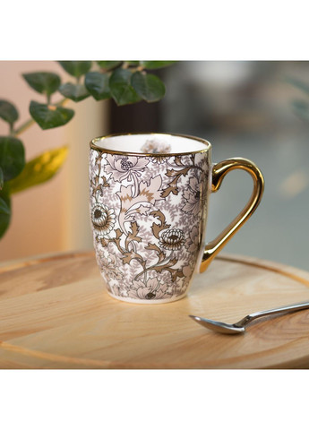 Керамическая кружка 400 (мл) с золотым ободком для чая и кофе Коричневая RX-N240665BR (A-033396) Liling Rongxiang Ceramic (358933852)