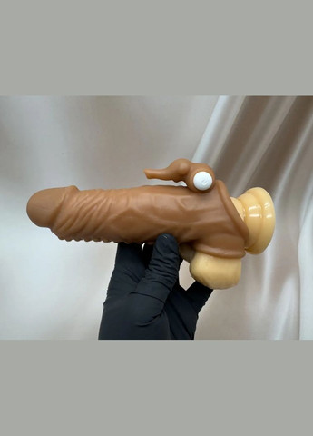 Насадка на пеніс рельєфна силіконова з вібрацією Слон Вібро насадка для статевого члена + ЛУБРИКАНТ 25 мл No Brand (330822965)