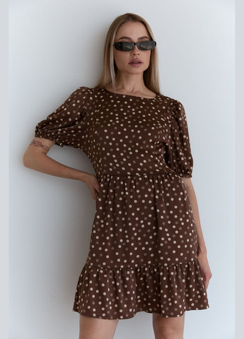Коричневое кэжуал платье Azuri в горошек