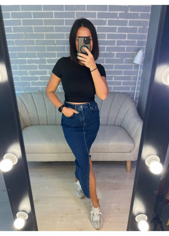 Спідниця жіноча 3805 джинсова розріз з попереду довга стрейчева Zeo Basic (304548500)