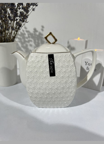 Чайник порцеляновий квадратний Снігова Королева заварювальний 900 мл білий 406618-A Interos (337129760)