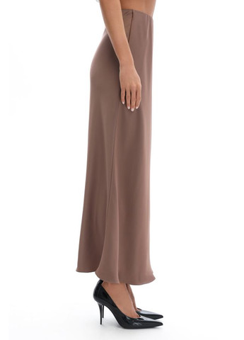 Коричневая праздничный, коктейльный, кэжуал, офисная, повседневная, откровенный, вечерний юбка длинная шелковая мокко 754186 German Volf а-силуэта (трапеция)