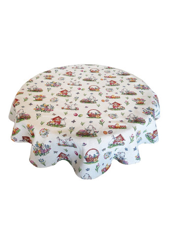 Скатертина гобеленова Великодня святкова для круглого столу "Заяча поляна"140 Maystat (305390540)