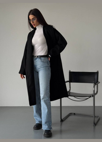 Черное демисезонное Кашемировое оверсайз пальто без подкладки. оверсайз Vakko