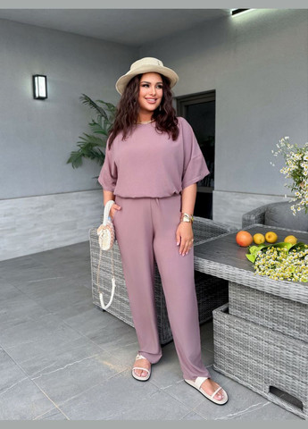 Женский легкий прогулочный костюм пудрового цвета 33405 No Brand (334878484)