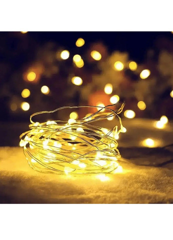 Світлодіодна гнучка внутрішня гірлянда нитка роса на ялинку з роботою від батарейок 3хАА 10 метрів (478706-Prob) Тепла біла Unbranded (308894399)