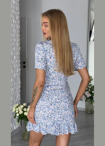 Голубое праздничный, повседневный женское платье в цветочном принте. а-силуэт Avanti с цветочным принтом