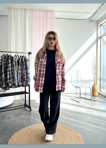 Жіноча сорочка варка подовжена в клітинку бордова You Best (324025830)