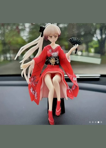 Фигурка аниме девушки в красном кимоно с веером — интерьерный декор, подарок для фанатов аниме. No Brand (350349759)