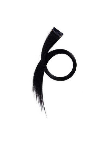 Цветная прядь волос на заколках 60 см черная Накладные волосы - (372734157)