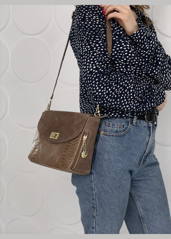 Сумка жіноча Італія, натуральна шкіра та замш, з фактурою змія, кросбоді через плече, елегантна Firenze Кросбоді (341251998)